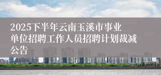 2025下半年云南玉溪市事业单位招聘工作人员招聘计划裁减公告