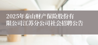 2025年泰山财产保险股份有限公司江苏分公司社会招聘公告