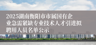 2025湖南衡阳市市属国有企业急需紧缺专业技术人才引进拟聘用人员名单公示