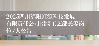 2025四川绵阳虹源科技发展有限责任公司招聘工艺部长等岗位7人公告