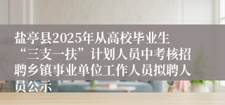 盐亭县2025年从高校毕业生“三支一扶”计划人员中考核招聘乡镇事业单位工作人员拟聘人员公示