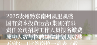 2025贵州黔东南州凯里凯盛国有资本投资运营(集团)有限责任公司招聘工作人员报名缴费成功人数与招聘岗位计划人数达不到3：1比例岗位一览表（截