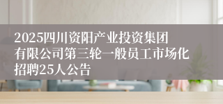 2025四川资阳产业投资集团有限公司第三轮一般员工市场化招聘25人公告