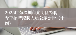 2025广东深圳市光明区特聘专干招聘拟聘人员公示公告（十四）
