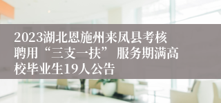 2023湖北恩施州来凤县考核聘用“三支一扶” 服务期满高校毕业生19人公告