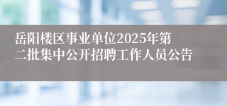 岳阳楼区事业单位2025年第二批集中公开招聘工作人员公告