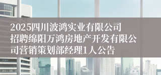 2025四川波鸿实业有限公司招聘绵阳万鸿房地产开发有限公司营销策划部经理1人公告