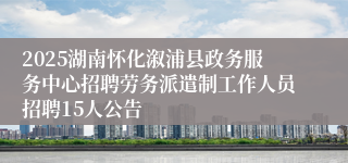 2025湖南怀化溆浦县政务服务中心招聘劳务派遣制工作人员招聘15人公告