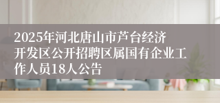 2025年河北唐山市芦台经济开发区公开招聘区属国有企业工作人员18人公告
