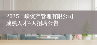 2025三峡资产管理有限公司成熟人才4人招聘公告