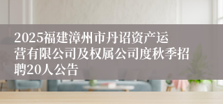 2025福建漳州市丹诏资产运营有限公司及权属公司度秋季招聘20人公告
