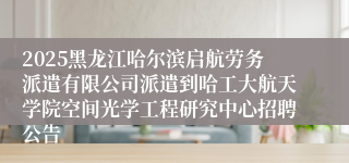 2025黑龙江哈尔滨启航劳务派遣有限公司派遣到哈工大航天学院空间光学工程研究中心招聘公告