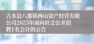 吉水县八都镇两山资产经营有限公司2025年面向社会公开招聘1名会计的公告