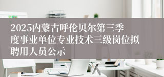 2025内蒙古呼伦贝尔第三季度事业单位专业技术三级岗位拟聘用人员公示