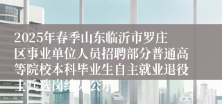 2025年春季山东临沂市罗庄区事业单位人员招聘部分普通高等院校本科毕业生自主就业退役士兵选岗结果公示