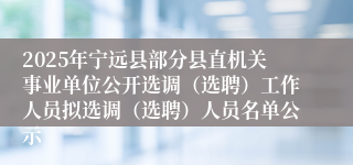 2025年宁远县部分县直机关事业单位公开选调（选聘）工作人员拟选调（选聘）人员名单公示