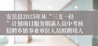 安岳县2025年从“三支一扶”计划项目服务期满人员中考核招聘乡镇事业单位人员拟聘用人员的公示