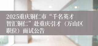 2025重庆铜仁市“千名英才智汇铜仁”赴重庆引才（万山区职位）面试公告