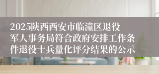2025陕西西安市临潼区退役军人事务局符合政府安排工作条件退役士兵量化评分结果的公示