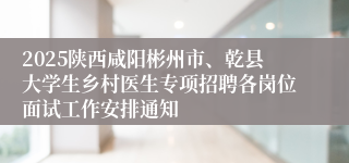 2025陕西咸阳彬州市、乾县大学生乡村医生专项招聘各岗位面试工作安排通知