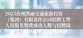 2025贵州凯丽交通旅游投资（集团）有限责任公司招聘工作人员报名缴费成功人数与招聘岗位计划人数达不到3：1比例岗位一览表（截止2025年9月20日
