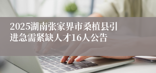 2025湖南张家界市桑植县引进急需紧缺人才16人公告