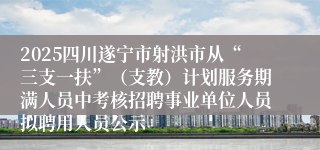 2025四川遂宁市射洪市从“三支一扶”（支教）计划服务期满人员中考核招聘事业单位人员拟聘用人员公示