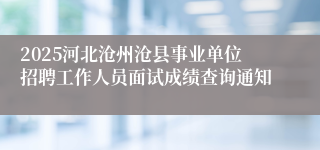 2025河北沧州沧县事业单位招聘工作人员面试成绩查询通知