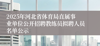 2025年河北省体育局直属事业单位公开招聘教练员拟聘人员名单公示