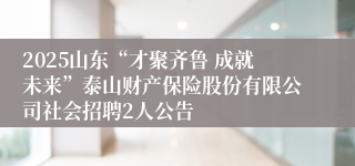 2025山东“才聚齐鲁 成就未来”泰山财产保险股份有限公司社会招聘2人公告