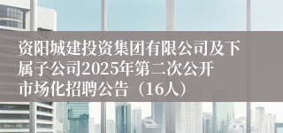 资阳城建投资集团有限公司及下属子公司2025年第二次公开市场化招聘公告（16人）
