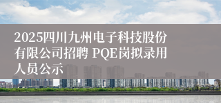2025四川九州电子科技股份有限公司招聘 PQE岗拟录用人员公示