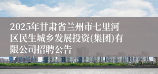 2025年甘肃省兰州市七里河区民生城乡发展投资(集团)有限公司招聘公告