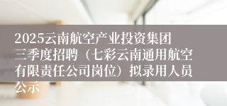 2025云南航空产业投资集团三季度招聘（七彩云南通用航空有限责任公司岗位）拟录用人员公示