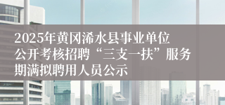 2025年黄冈浠水县事业单位公开考核招聘“三支一扶”服务期满拟聘用人员公示