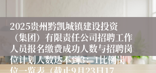 2025贵州黔凯城镇建设投资（集团）有限责任公司招聘工作人员报名缴费成功人数与招聘岗位计划人数达不到3：1比例岗位一览表（截止9月23日17：00）