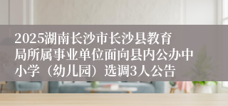 2025湖南长沙市长沙县教育局所属事业单位面向县内公办中小学（幼儿园）选调3人公告