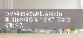 2026年国家能源投资集团有限责任公司总部“菁英”管培生招聘公告