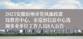 2025安徽宿州市党风廉政建设教育中心、市巡察信息中心选调事业单位工作人员8人公告