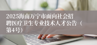 2025海南万宁市面向社会招聘医疗卫生专业技术人才公告（第4号）