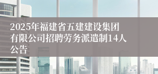 2025年福建省五建建设集团有限公司招聘劳务派遣制14人公告