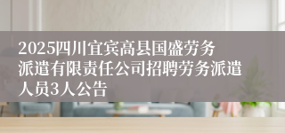 2025四川宜宾高县国盛劳务派遣有限责任公司招聘劳务派遣人员3人公告