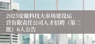 2025安徽科技大市场建设运营有限责任公司人才招聘（第二批）6人公告