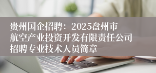 贵州国企招聘:2025盘州市航空产业投资开发有限责任公司招聘专业技术人员简章