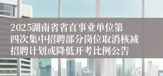 2025湖南省省直事业单位第四次集中招聘部分岗位取消核减招聘计划或降低开考比例公告