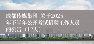成都传媒集团  关于2025年下半年公开考试招聘工作人员的公告（12人）