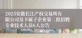 2025安徽长江产权交易所有限公司及下属子企业第二批招聘专业技术人员6人公告