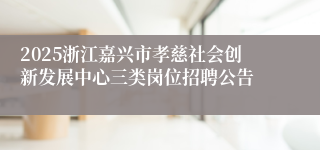 2025浙江嘉兴市孝慈社会创新发展中心三类岗位招聘公告