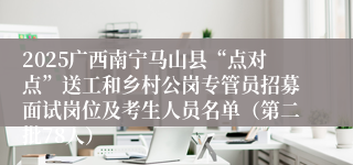 2025广西南宁马山县“点对点”送工和乡村公岗专管员招募面试岗位及考生人员名单（第二批78人）