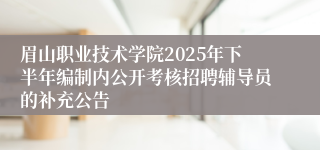 眉山职业技术学院2025年下半年编制内公开考核招聘辅导员的补充公告